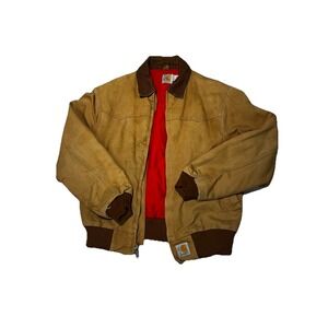 VTG Carhartt Santa Fe Jacket Mens M Brown Red Lining Western Duck Canvas Heavy